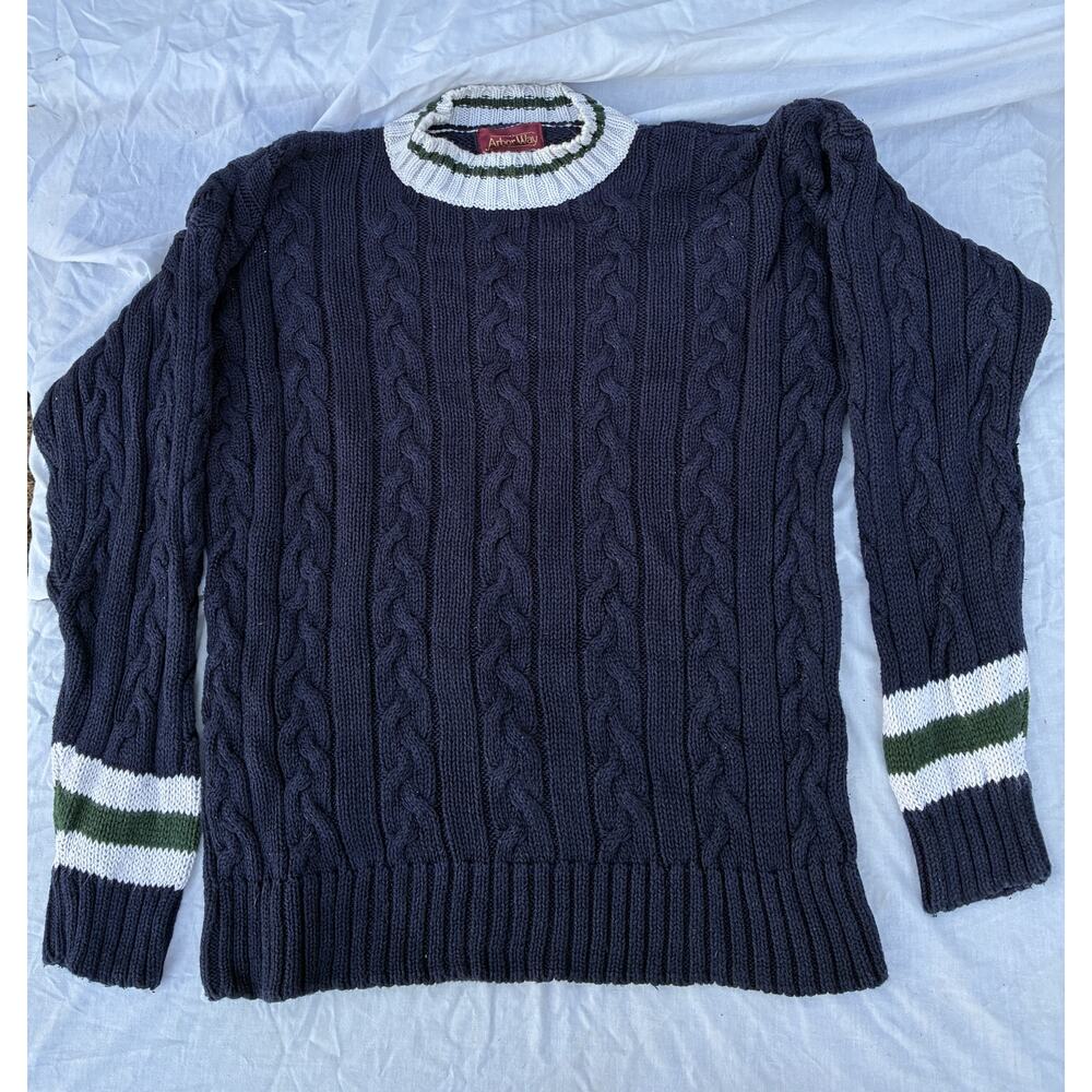 Arbor Way Mens Crewneck Sweater Size LARGE - Vintage 90s Varsity Ramie & Cotton